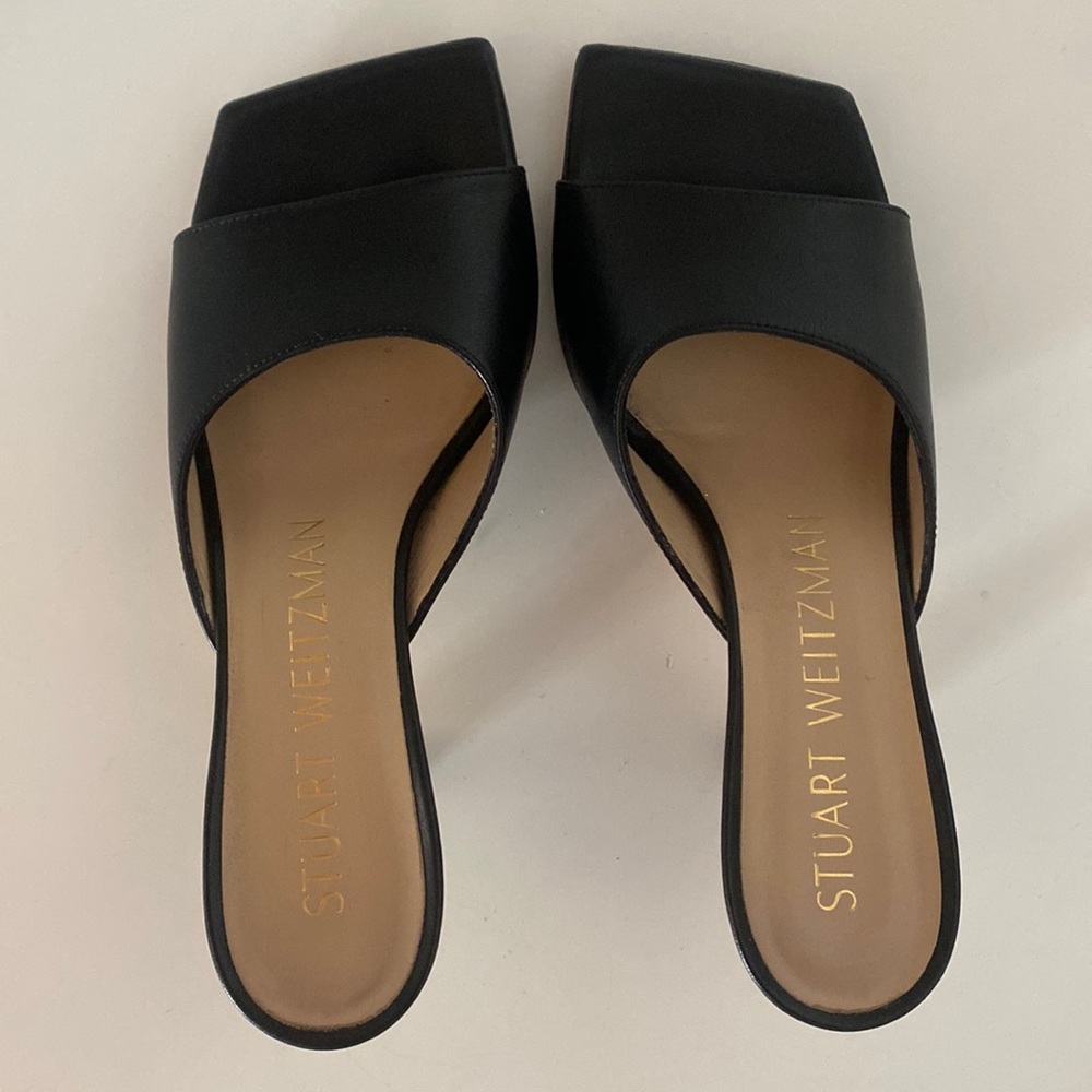 Stuart Weitzman Heeled Sandals - Black Leather Size 6